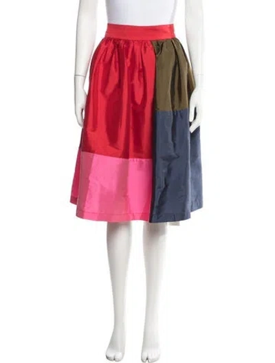 Pre-owned Frances Valentine Colorblock Pattern Midi Length Skirt W/ Tags In Pink