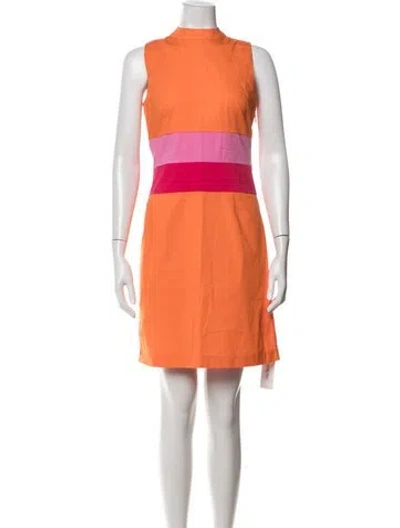 Pre-owned Frances Valentine Colorblock Pattern Mini Dress In Orange