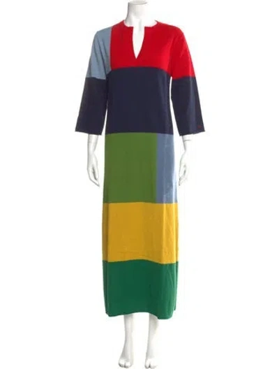 Pre-owned Frances Valentine Colorblock Pattern V-neck Top In Multi