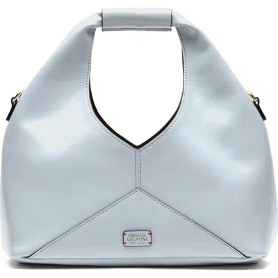 Frances Valentine Crescent Crinkled Leather Tote In Gray