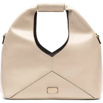 Frances Valentine Crescent Crinkled Leather Tote In White