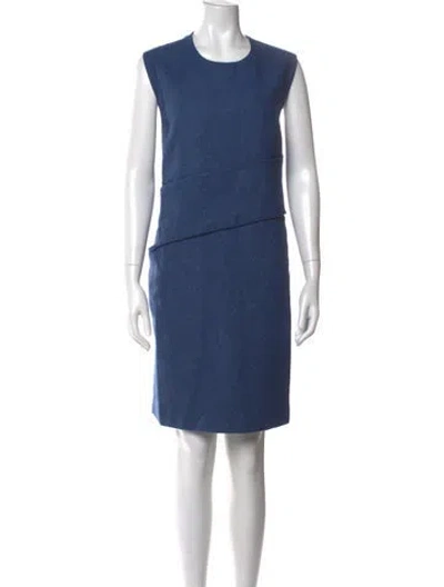 Pre-owned Frances Valentine Crew Neck Knee-length Dress W/ Tags In Blue