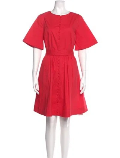 Pre-owned Frances Valentine Crew Neck Knee-length Dress W/ Tags In Red