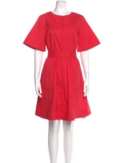 Pre-owned Frances Valentine Crew Neck Knee-length Dress W/ Tags In Red