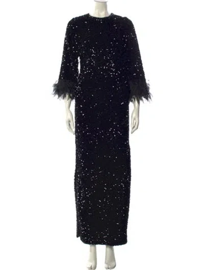 Pre-owned Frances Valentine Crew Neck Long Dress In Black