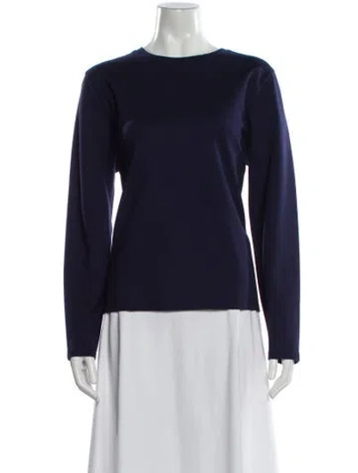 Pre-owned Frances Valentine Crew Neck Long Sleeve Top W/ Tags In Blue