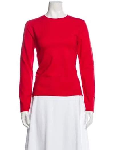Pre-owned Frances Valentine Crew Neck Long Sleeve Top W/ Tags In Red
