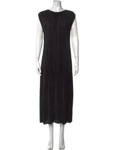 Pre-owned Frances Valentine Crew Neck Midi Length Dress In Black