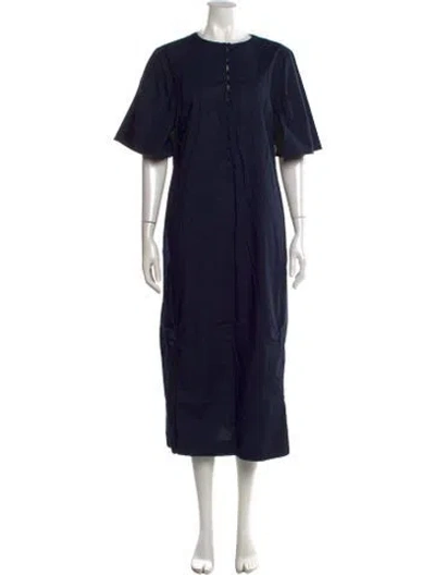 Pre-owned Frances Valentine Crew Neck Midi Length Dress In Blue