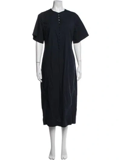 Pre-owned Frances Valentine Crew Neck Midi Length Dress In Blue