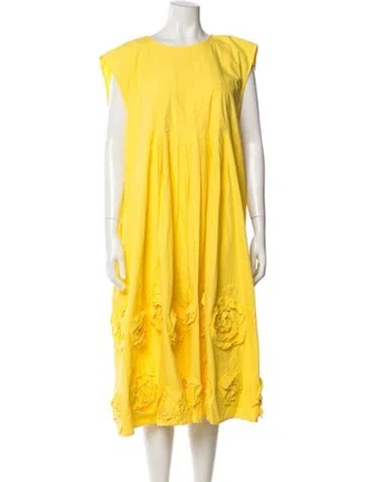 Pre-owned Frances Valentine Crew Neck Midi Length Dress W/ Tags In Yellow