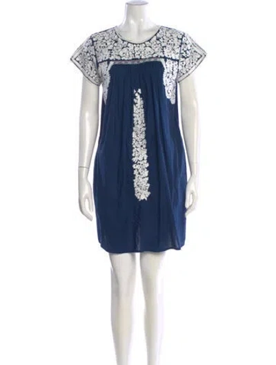 Pre-owned Frances Valentine Crew Neck Mini Dress In Blue