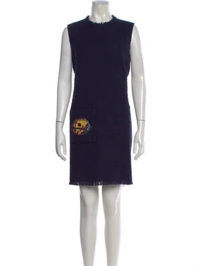 Pre-owned Frances Valentine Crew Neck Mini Dress In Blue