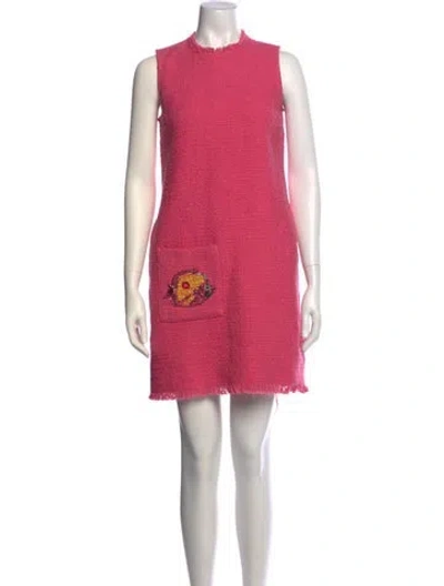 Pre-owned Frances Valentine Crew Neck Mini Dress In Pink