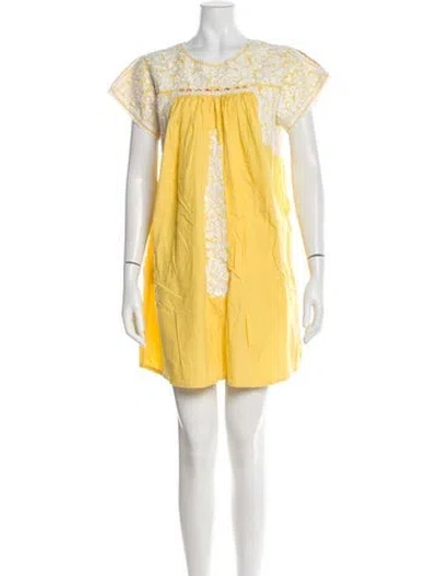 Pre-owned Frances Valentine Crew Neck Mini Dress In Yellow