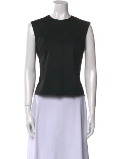 Pre-owned Frances Valentine Crew Neck Sleeveless Crop Top In Black