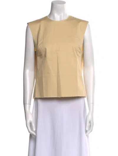 Pre-owned Frances Valentine Crew Neck Sleeveless Crop Top In Neutral