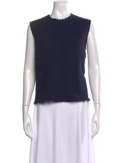 Pre-owned Frances Valentine Crew Neck Sleeveless Top In Blue