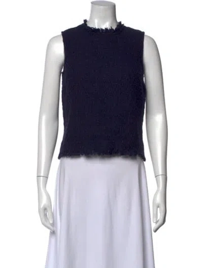 Pre-owned Frances Valentine Crew Neck Sleeveless Top In Blue