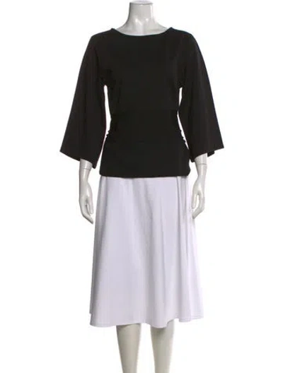 Pre-owned Frances Valentine Crew Neck Three-quarter Sleeve Top In Black