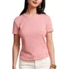Frances Valentine Crewneck T Ribbed Stripe In Red