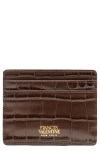 Frances Valentine Croc Embossed Leather Card Case In Brown