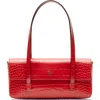 Frances Valentine Croc Embossed Leather Slim Tote In Red