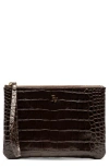 Frances Valentine Croc Embossed Leather Wristlet In Brown