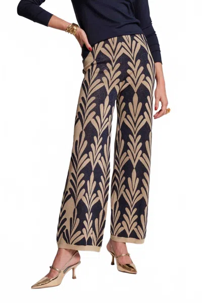 Frances Valentine Dakota Wide Leg Pants In Gold Navy In Multi