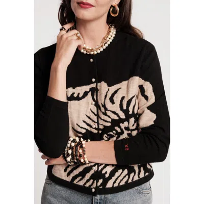 Frances Valentine Darling Cardigan Carefree Chrysanthemum In Black