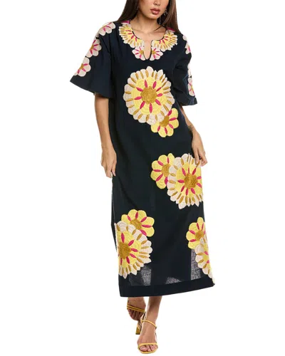 Frances Valentine Delightful Linen-blend Caftan In Black