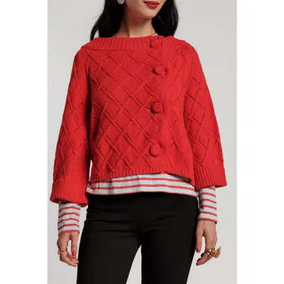 Frances Valentine Diamond Cardigan In Red