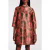 Frances Valentine Diplomat Mini Dress Royal Palm Poly Dupion In Red