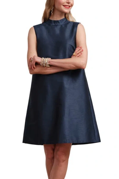 Frances Valentine Diplomat Mini Dress Solid Dupioni In Blue