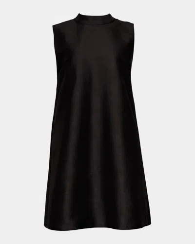 Frances Valentine Diplomat Sleeveless Mock-neck Mini Shift Dress In Black