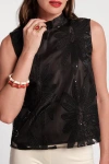 Frances Valentine Diplomat Top Sequin Floral In Black