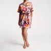 Frances Valentine Doris Lanai Print Cotton Poplin Dress In Pink Multi In Pink