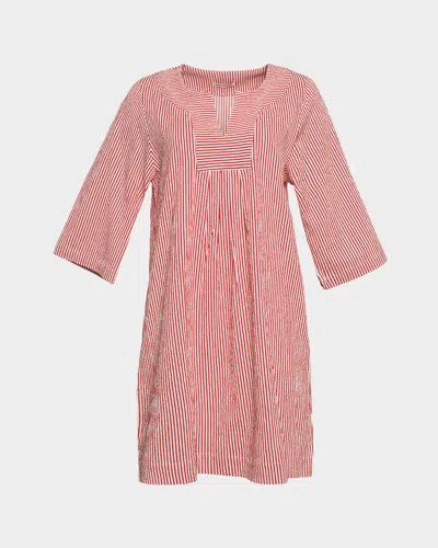 Frances Valentine Easy Striped Seersucker Shift Dress In Pink