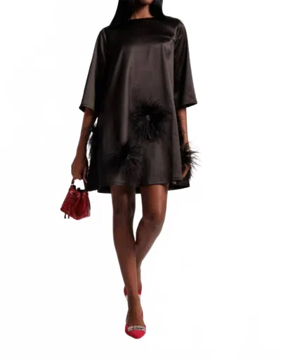 Frances Valentine Edie Mini Dress Feather Pouf In Black