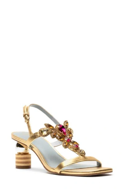 Frances Valentine Embellished T-strap Sandal In Platino