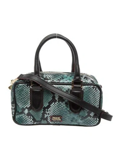 Pre-owned Frances Valentine Embossed Leather Paulie Box Xs In Green
