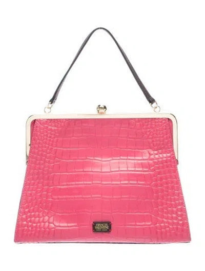 Pre-owned Frances Valentine Embossed Leather Top Handle Bag In Pink