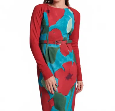 Frances Valentine Emmie Long Sleeve Shrug In Red In Multi