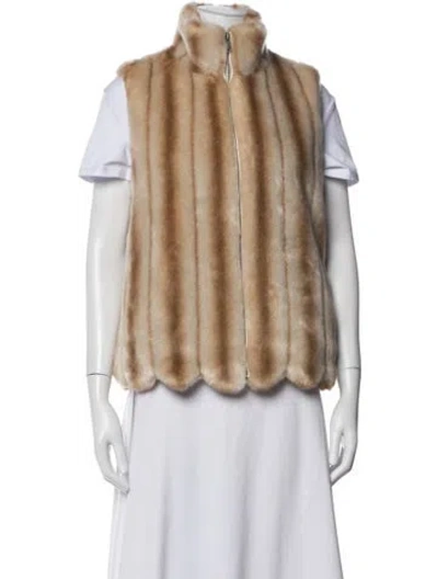 Pre-owned Frances Valentine Faux Fur Vest In Neutrals
