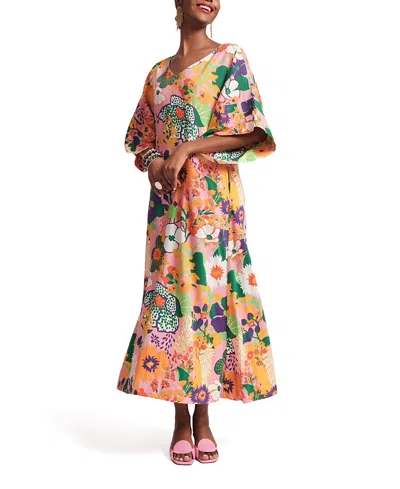 Frances Valentine Fin And Tonic Maxi Dress Botanical Bash In Pink/multi