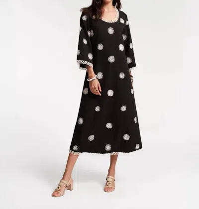 Frances Valentine Fiona Dress Scibble Embroidery In Black