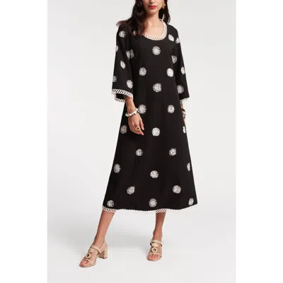 Frances Valentine Fiona Dress Scribble In Black/oyster