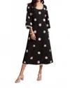 Frances Valentine Fiona Scribble Embroidery Midi Dress In Black In Black
