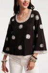 Frances Valentine Fiona Top Scribble In Black/oyster