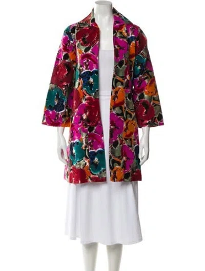 Pre-owned Frances Valentine Floral Print Blazer In Red